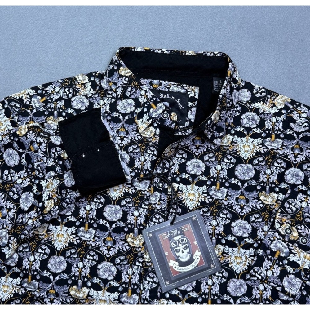 Rock Roll N Soul Shirt Mens L Loud Abstract Geometric Western Cowboy NEW